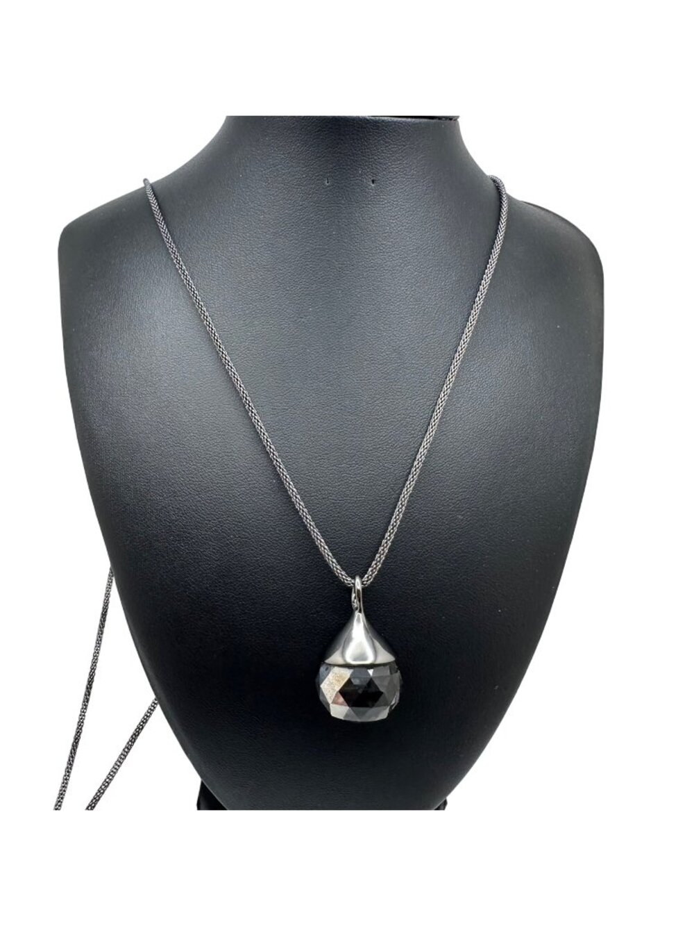 Chico's Necklace Jewelry Statement 40" Adjustable Black Chain Faceted Ball